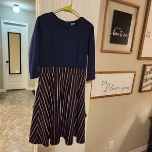 Navy/Red pinstripe dress